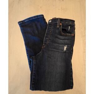 Levi's Women's Denim Ribcage Straight Ankle Jeans SZ 26 Distressed Button Fly